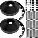 Sasylvia 2'' x 200' Landscape Edging Kit Edging Border Coil Include Anchoring Spikes 10 Connectors Plastic Garden Border for Lawn Garden Grass Yard Home(Black)