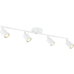 BoostArea LED 4 Light Track Lighting Kit, White 4 Way Ceiling Spot Lighting, Flexibly Rotatable Light Head for Kitchen, Living Room, Bedroom, Bulb Not Included