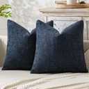 MIULEE Pack of 2 Navy Blue Decorative Pillow Covers 20x20 Inch Soft Chenille Couch Throw Pillows Farmhouse Cushion Covers for Home Decor Sofa Bedroom Living Room (20" x 20" (Pack of 2))
