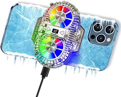 TRILINK Phone Cooler for Gaming with Dual Cooling Fans - Advanced Phone Cooling Technology - RGB LEDs - Ultra-Quiet - Output Function - LED Temperature Display for Android iPhone iOS Game Radiator