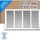 Fits 22x12 Duct Opening | Steel Return Air Grille by Handua | Vent Cover Grill for Sidewall and Ceiling | White | HVAC Cold Air Intake Grille | Outer Dimensions: 23.75"W X 13.75"