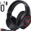 Wireless Gaming Headset with Mic, 2.4GHz USB Gaming Headphones for PC, PS4, PS5, Mac with Bluetooth 5.2, 40H Battery Life, ONLY 3.5mm Wired Jack for Xbox Series (Black Red)