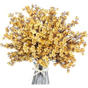 Baby's Breath Artificial Flowers 8 Bundles Real Touch UV Resistant Fake Flowers Silk Faux Flowers for Vase Home Office Wedding DIY Floral Indoor Outdoor Centerpiece Table Decoration (Gold)
