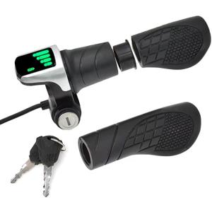 36V Universal Twist Grip Throttle with LCD Power Indicator & Key Lock - Easy Installation for E-Bikes, Electric Scooters & Motorcycles