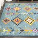 JONATHAN Y Tribal Love Geometric Light Blue/Multi Indoor Area Rug, 3x5, Bohemian, Casual, Easy-Cleaning for Living Room, Bedroom, Kitchen, Pet Friendly, Non-Shedding (MOH105D-3)
