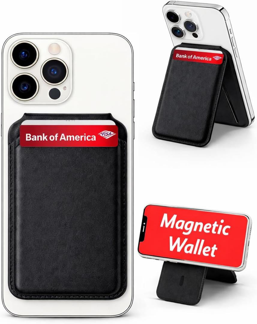 BIX for magsafe wallet men - magnetic wallet for iphone - magnetic phones wallets - iphone wallets magsafe - compatible with mag safe stand - for magsafe card holder - magnetics card holder for mobile (Black)
