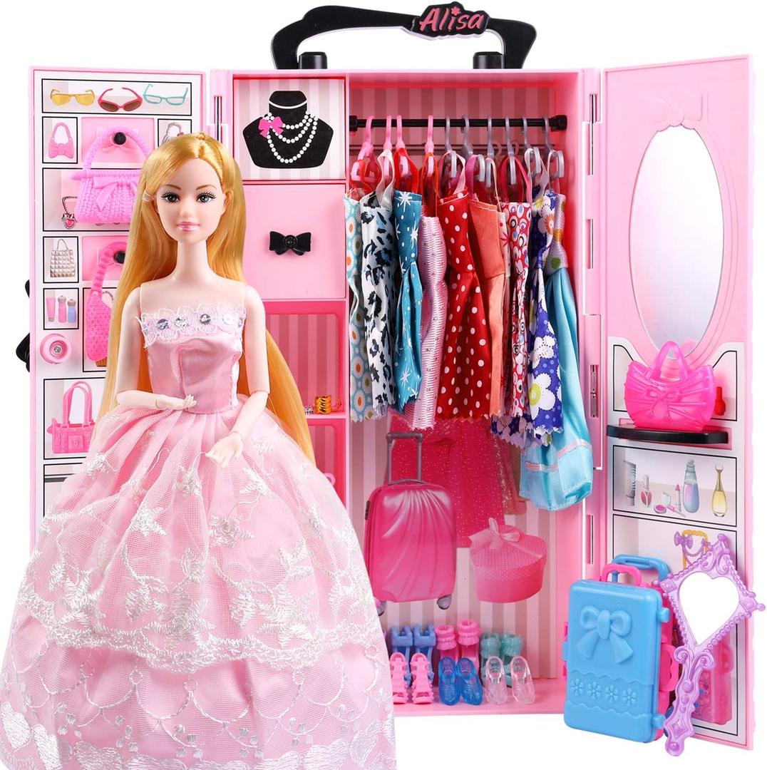 UCanaan Girl Doll and Closet Set with Doll Clothes and Accessories Items Including Fashion Dolls, Dressand Many Other Accessories (Refer Picture Shows)Best Gitfs for Girls Christmas Birthday (Pink) UCanaan Girl Doll and Closet Set with Doll Clothes and Accessories Items Including Fashion Dolls, Dressand Many Other Accessories (Refer Picture Shows)Best Gitfs for Girls Christmas Birthday (Pink)