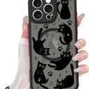 Cute Magnetic Case for iPhone 16 Pro Max Case [ Compatible with MagSafe ] with Black Cat Cats Pattern Design for Women Girls Boys, Soft Bumper Hard Back Kawaii Animal Protective Phone Cover