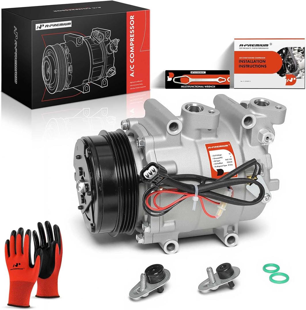 A-Premium A/C Compressor with Clutch Compatible with Honda CR-Z 1.5L 2011-2015, Insight 1.3L 2010-2014