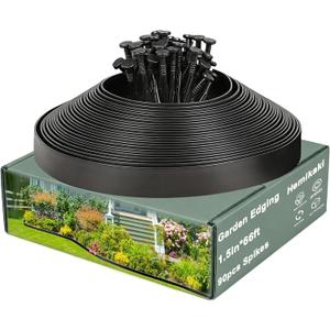 1.5 Inch x 66FT Garden Edging Border, Plastic Edging for Landscaping with 90pcs Spikes