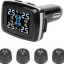Tire Pressure Monitoring System,Tire Pressure Monitor,Car Accessories Car TPMS Tire Pressure System,Real Time Monitoring with 4 External Sensors,Fits 4-tire Vehicles Car Truck SVU RV Pickup