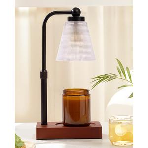 HONGZZI Candle Warmer Lamp - Electric Candle Warmer with Timer, Adjustable Height & Brightness, 2 Replacement Bulbs, - Perfect for Jar Candles, Kitchen, Living Room, Bedroom (Clear)