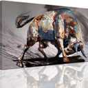 Large Framed Bull Canvas Wall Art Man Room Cave Wall Decor Spanish Bull Modern Inspirational Wall Street Stock Picture Poster Painting Art for Office Living Room Bedroom Ready to Hang (24L" x 36W")
