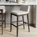 Nathan James Gracie Scandinavian Bar Stool with Back, Wooden Bar Stool for Kitchen Island with Boucle Upholstery, Cream Boucle/Dark Brown (Bar Height - Single)