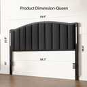 Headboard for Queen Size Bed with LED Lights, Upholstered Vertical Channel Tufting Head Boards, Velvet Headboard Only, Attach Frame, Ideal for Bedroom, Dorm, Guest Room, Black