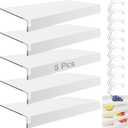 5 Pcs Wire Shelf Cover, 32X12X3 Inch Carbon Fiber Material Shelf Covers for Pantry Shelves(Not Wood), Waterproof Removable Closet Shelving Liner for Home Kitchen,Office Organization - White