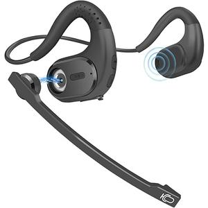 BANIGIPA Bluetooth Headset with Removable Microphone, Noise Cancelling Wireless Headset for Phones Laptop Computer PC, Open Ear Headphones for Office Meeting Running Cycling Driving Working12 Hrs