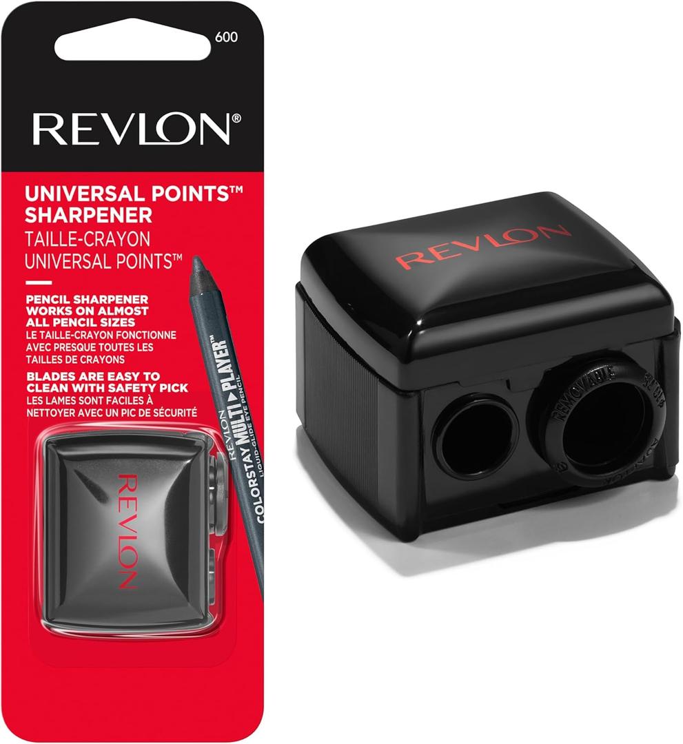 Revlon Universal Points Sharpener for Wooden & Plastic Makeup Pencils, Fits Small to Large Sizes, Easy to Clean, 1 Count