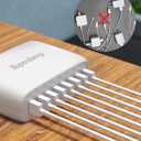 USB Charger Station, SUPERDANNY 8-Port Desktop Charging Station for Multiple Devices, Compatible with iPhone 11/X/Xs/Max/XR/SE/8/Plus, iPad Pro/Air/Mini, AirPods, Galaxy S10 Note, LG, and More, White