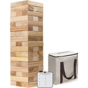 GoSports Giant Wooden Outdoor Stacking Game Stacks Up to 3 ft Large Toppling Tower with Case for Yard Games, Family Game Night, Camping, and Parties