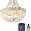 20“ Crystal Chandelier Ceiling Fan with Lights, (Retro White)