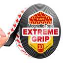 Super Sticky Magnetic Tape (10 feet x 1/2 inch) - Stong Magnet Strip with Adhesive Backing for DIY & Crafts - Easy to Cut and Mount on Fridges, Whiteboards & More