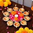 Decorative Urli Bowl Diwali Diyas Handcrafted for Floating Flowers and Tea Light Candles Home, Office and Table Decor| Beautiful Diwali Decoration Items (Diameter 12.2 Inches)