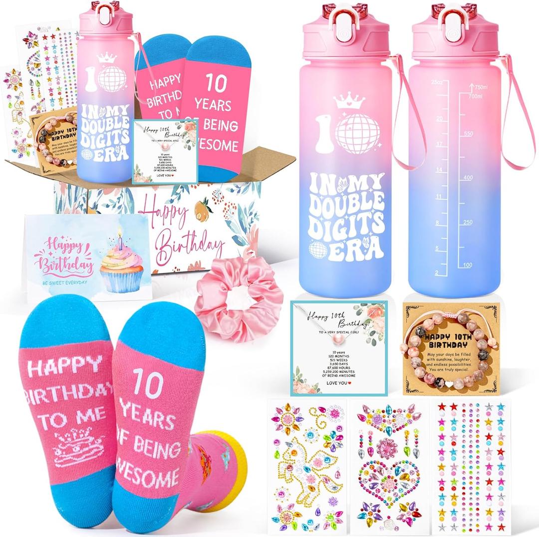 10 Year Old Girl Birthday Gifts, Double Digits Birthday Gift Ideas, Cute Presents for 10 Year Old Girls, Tween Girl Gifts w/ 25oz In My Double Digits Era Cup