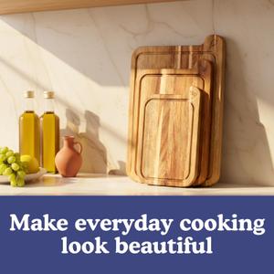 Non Toxic Cutting Boards  Cutting Board Set Free of Mineral Oil, Made of FSC Acacia Wood  Cutting Boards for Kitchen  Includes 3 Chopping Boards. By Ziruma
