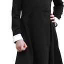 GORLYA Girl's Long Sleeve Casual Vintage Peter Pan Collar Fit and Flare Skater Party Dress with Pockets (GOR1006, 7-8Y, Black)