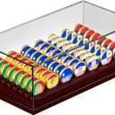 MinBoo Challenge Coin Display Case with Acrylic Cover, 8 Rows Military Challenge Coin Holder Rack, Bamboo Military Coin Display Stand Holds 56 Coins for Collectibles