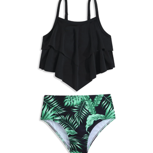 Girls Tankini Swimsuits Two Piece Bathing Suit Ruffle Swimwear Set for Girls 11/12Y