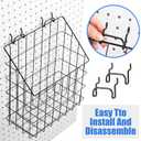 meekoo 2 Pcs Pegboard Baskets 12.4 x 7.5 x 12.8'', 11 x 5 x 12.6'' with 4 Hooks, Peg Board Organizer Accessories Organize Tools for Workbench Garage Storage Hardware Attachments(Black)