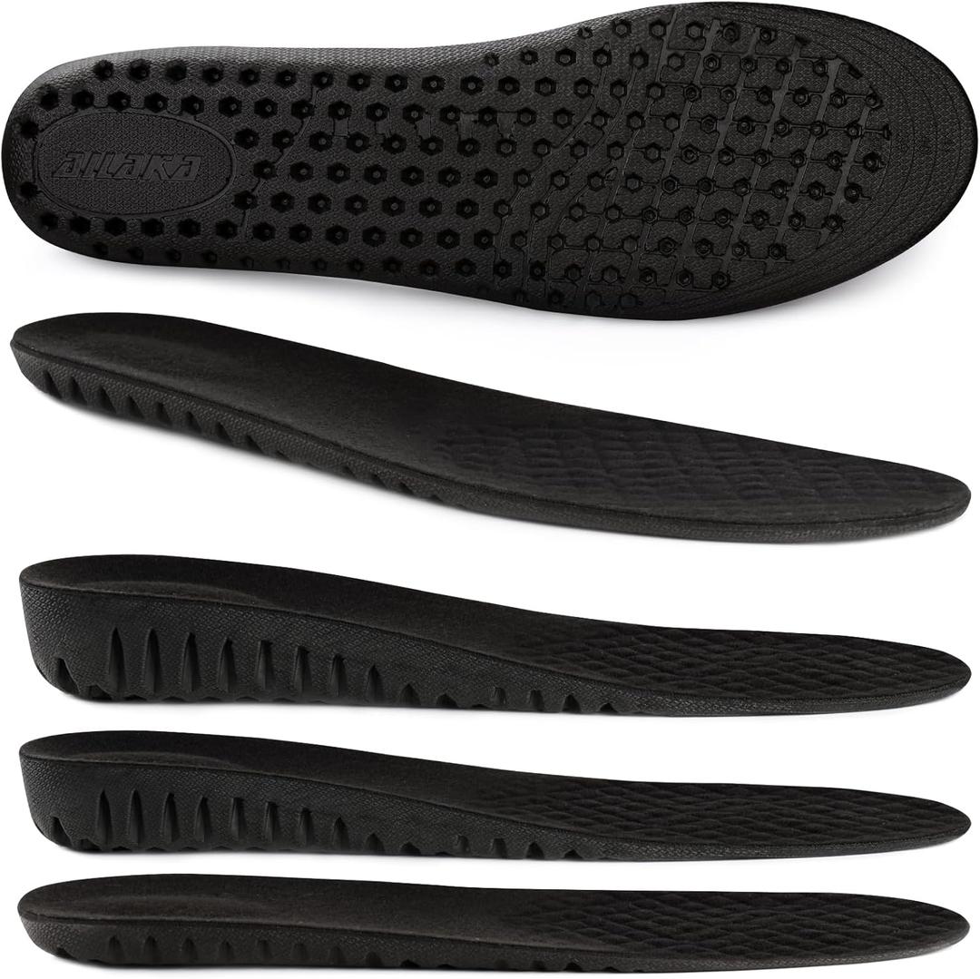 Ailaka Height Increase Insoles for Men Women, Honeycomb Shock Absorbing Cushion Insoles, Replacement Full Length Sports Shoe Height Inserts Height Elevation (Men 4-7.5 M/Women 5.5-9 M, Black, Heel Height: 1.5 Cm)