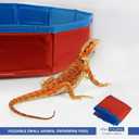 Bearded Dragon Foldable Bath Pool with Bath Brush, Bathrobe, Towel, Spray Pot and Tweezer, for Puppy Small Dogs Cats (Red, 20 x 3.6 inch)