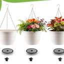 3 x RooTrimmer Hanging Planters 11 Inch, 3 Pcs Flower Pots with Drainage Hole, Self Watering Hanging Basket for Indoor Outdoor Plants, Decor, White