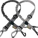 AUBELL Dog Seat Belt for Car,2 Pack Set 3-in-1 Adjustable Reflective Bungee Heavy Duty Dog Car Harness Tether with Clip Hook Latch & Buckle,Swivel Zinc Alloy Carabiner,Black+Grey