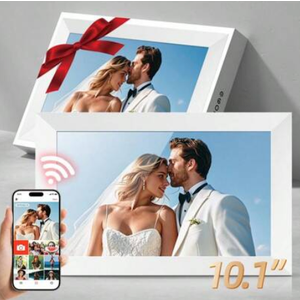 Frameo 10.1" Digital Picture Frame, 32GB WiFi Digital Photo Frame, 1280x800 HD IPS Touch Screen, Auto-Rotate, Wall Mountable, Instant Sharing Photos via Frameo App from Anywhere, for Parents & Friends White 10,5x7,3 inch