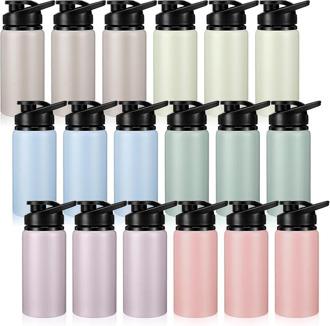 Domensi Aluminum Water Bottle Bulk Reusable Water Bottle, Lightweight Easy Carry Leakproof with Snap Lid Travel Bottles, for Gym Outdoor Sports Cycling Camping Fishing (17oz)