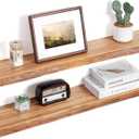 Floating Shelves for Wall Decor, Rustic Solid Elm Wood Floating Shelves Wall Mounted, Wall Shelves with Invisible Bracket for Living Room Bathroom Bedroom Kitchen, 36 Inch Set of 2, Natural (36inch)
