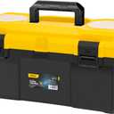 16 Inch Tool Box with Lock, 2-Layer Heavy-Duty Organizer with Removable Tray, Liftable Lid for Small Parts, 25lb Capacity & Carry Handle for Tools, Camping, Medical Supply Storage