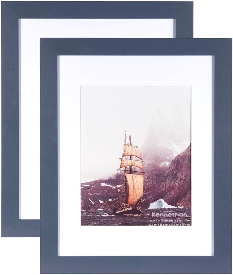ennethan 11x14 Picture Frame Navy Blue 2 Pcs in 1 set Wooden Frame 