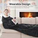 Heated Blanket Wearable Electric Blanket with Foot Pocket and Sleeves, Heating Throw Blanket, Electric Snuggle Blankets, 6 Heating Levels Setting & 4 Hours Auto Shut Off, Machine Washable (Long, Grey)