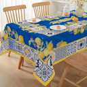 Honellaty Summer Tablecloth Rectangle, Spill-Proof Lemon Table Cloth Wrinkle Free Stain Resistant Table Cover for Dining, Kitchen, Daily Use, 60x84 Inch (Blue)