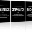 LMGOV Motivational Office Wall decor for Men, 12" x16" Success Wall Art for Bedroom, Black and White Canvas Painting for Bathroom, Positive Poster for Dorm, College, Gym (Persistence Determination and Success III)