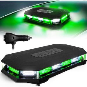 ASPL 16.5 Inch Roof Top Beacon Emergency Strobe Light 56 LED Magnetic Warning Caution lights bar Traffic Hazard Plow Light for Trucks Vehicles Construction Snowplow (Green/White)