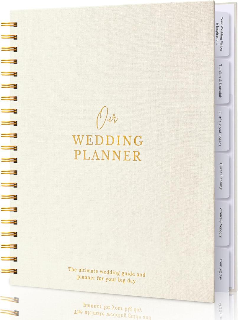 Timeless Premium Linen Wedding Planner Book and Organizer  Wedding Planning Book, Comprehensive Keepsake & Countdown Binder, Perfect Engagement Gift for Women, 11" x 9" (Cream)