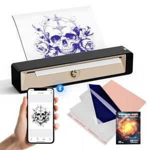 Wormhole Tattoo Stencil Printer, Wireless Bluetooth Tattoo Printer with 2500mAh Battery, Portable Tattoo Thermal Copier Machine Compatible with Smartphones & PC N202007