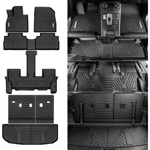 YITAMOTOR Floor Mats Fit for 2020-2025 Hyundai Palisade 7/8 Passenger, All Weather TPE Rear Trunk mat for Palisade Car Accessories, 1st & 2nd & 3rd Row & Backrest Mats & Cargo Liner, Black