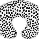 Nursing Pillow and Positioner, Breastfeeding, Bottle Feeding, Baby Sitting Support with Removable Ultra Soft Minky Cover, Tummy Time Support for Baby Boys and Girls (Black)